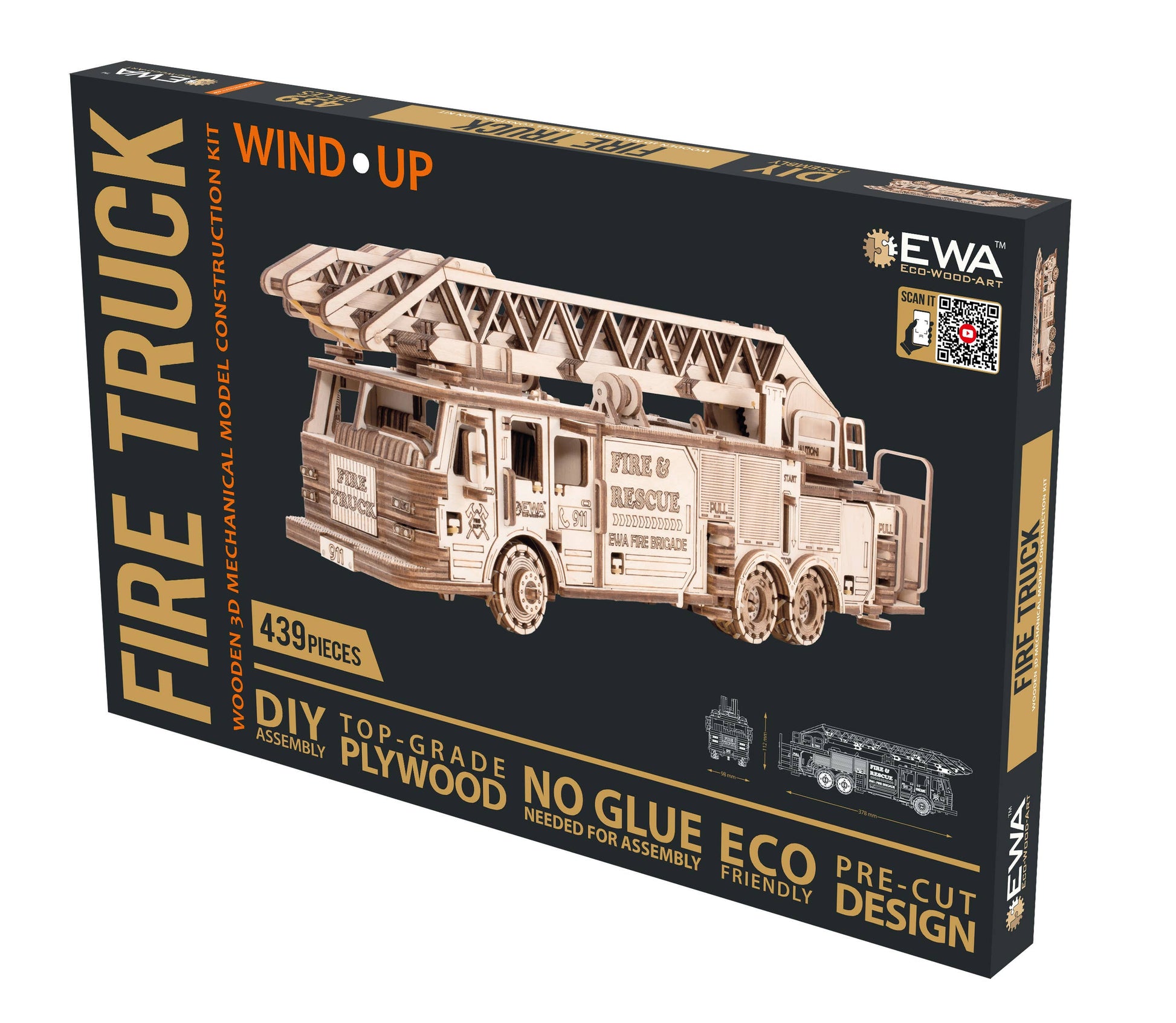 EWA Firetruck Mechanical Wooden Model
