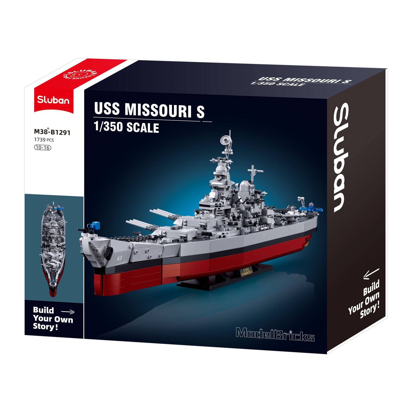 Sluban USS Missouri Battleship Building Brick Set