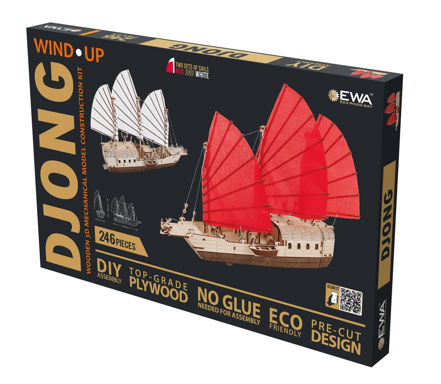 EWA Djong Mechanical Wooden Boat Model