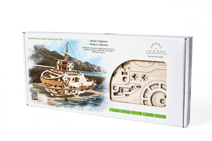 Ugears Tugboat | Self-Propelled 3D Wooden Boat Puzzle