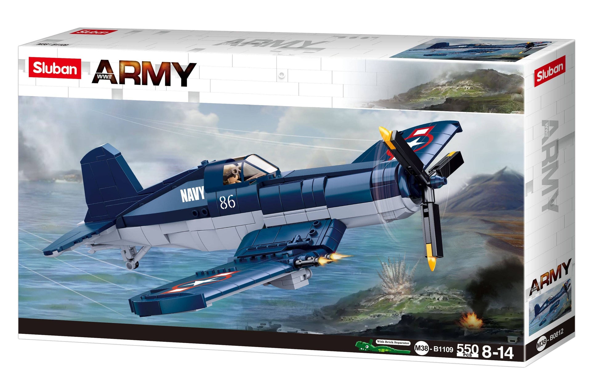 Sluban F4U Fighter Plane Building Brick Set