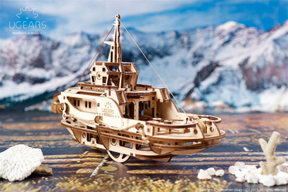 Ugears Tugboat | Self-Propelled 3D Wooden Boat Puzzle