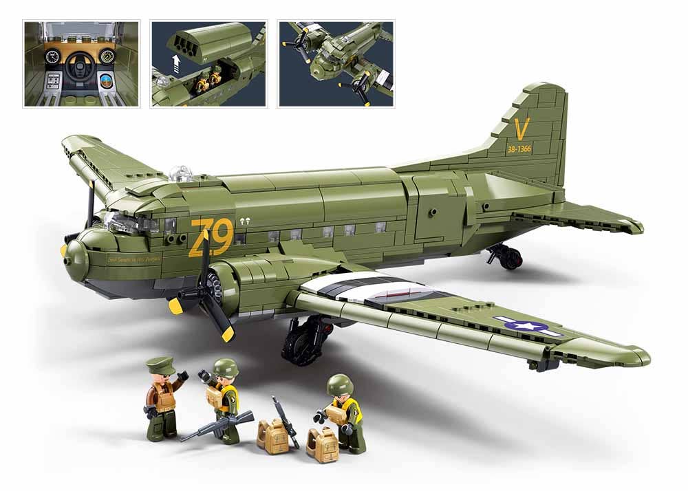 Sluban C-47 WWII Troop Carrier Building Brick Set