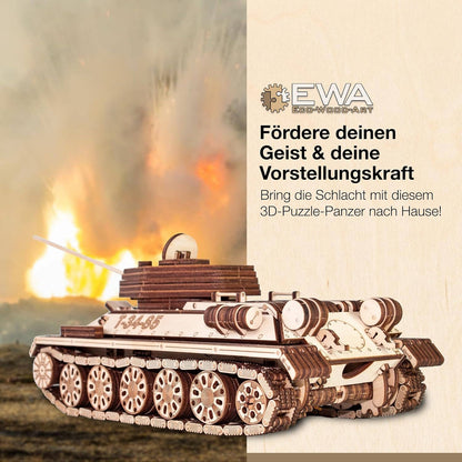 EWA T-34-85 Tank 3D Mechanical Wooden Puzzle