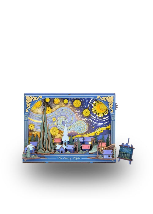 The Starry Night — DIY 3D Wooden Puzzle Wall Art with Night Light